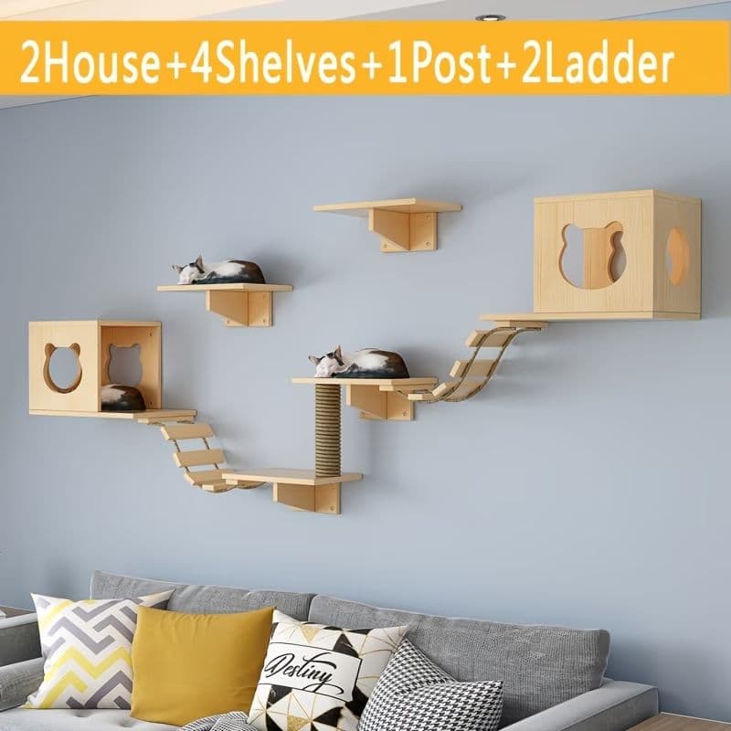 フォロー割【新品】猫用 壁掛け家具 屋内用 ソリッドウッド