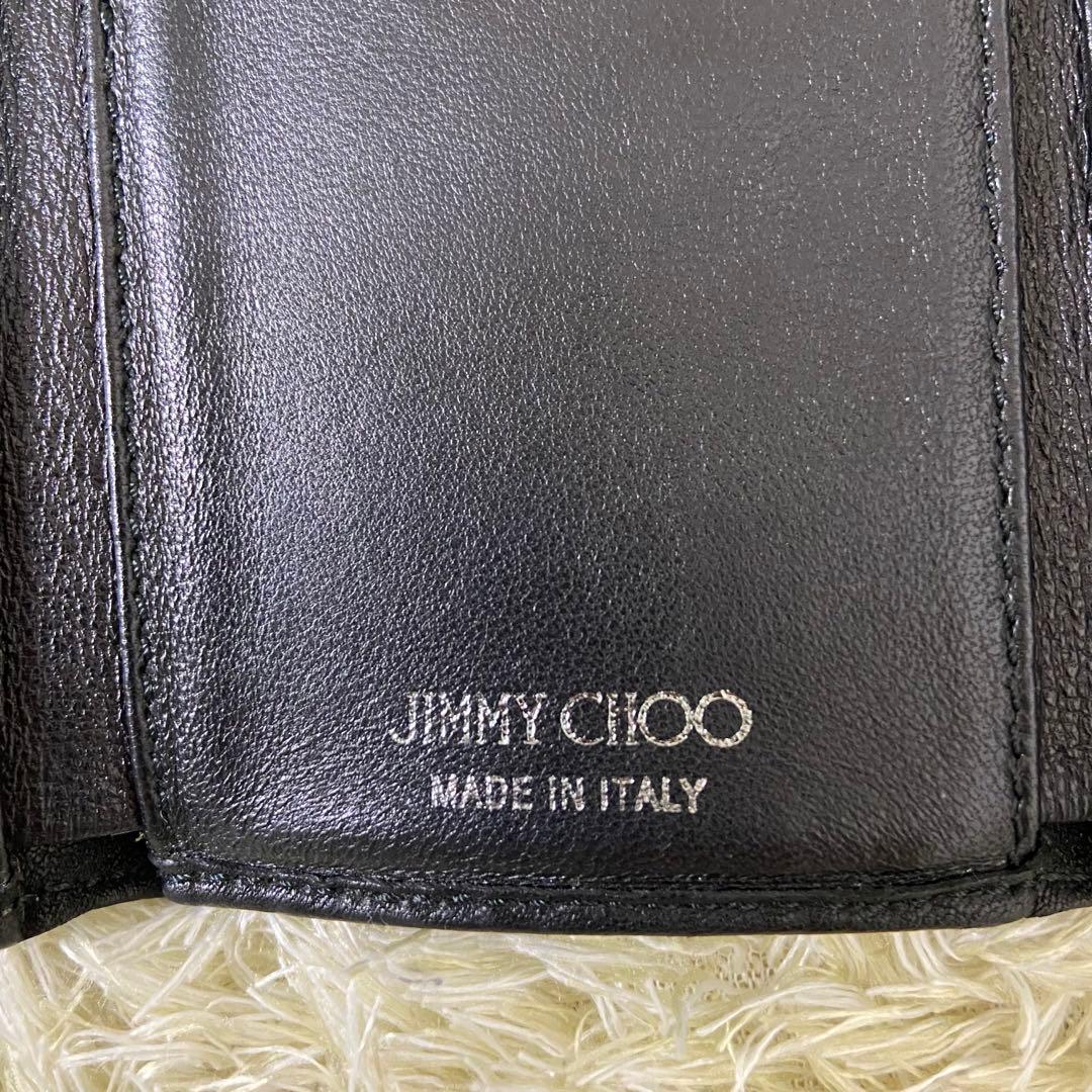 ジミーチュウ　三つ折り財布　ブラック　スタッズ　レザー　折り財布　ニーモ　星　黒