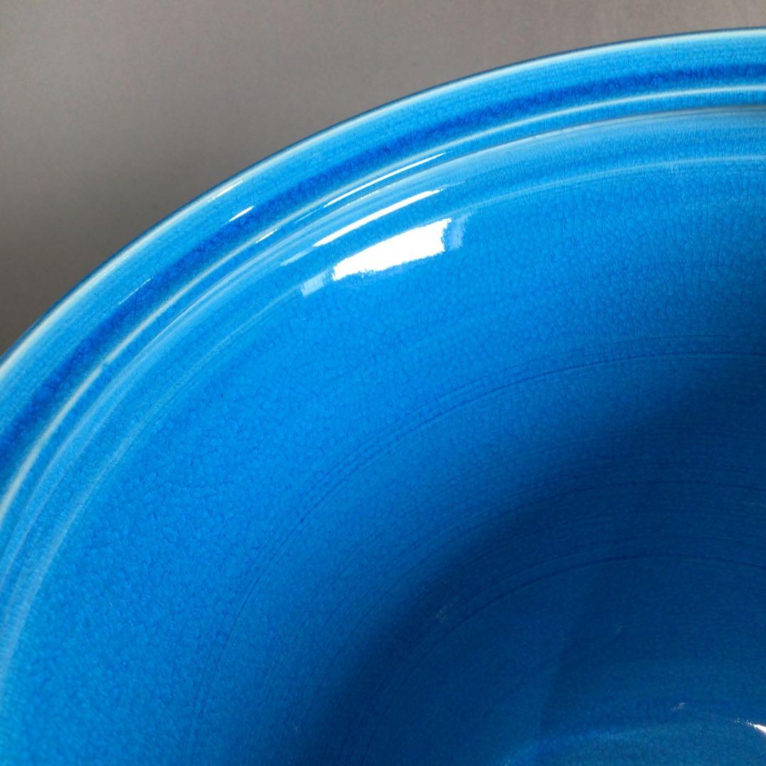 Ｐ３５４　水指　『御室窯造』『浅黄交趾』『末広水指』　共箱　茶道具