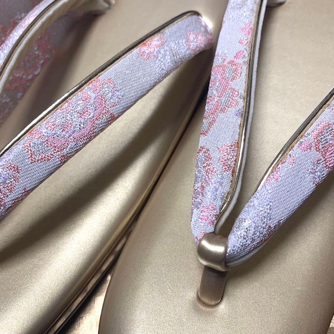 happyhappy8◆231◆和装用バッグと草履のセット（ピンク・金色）