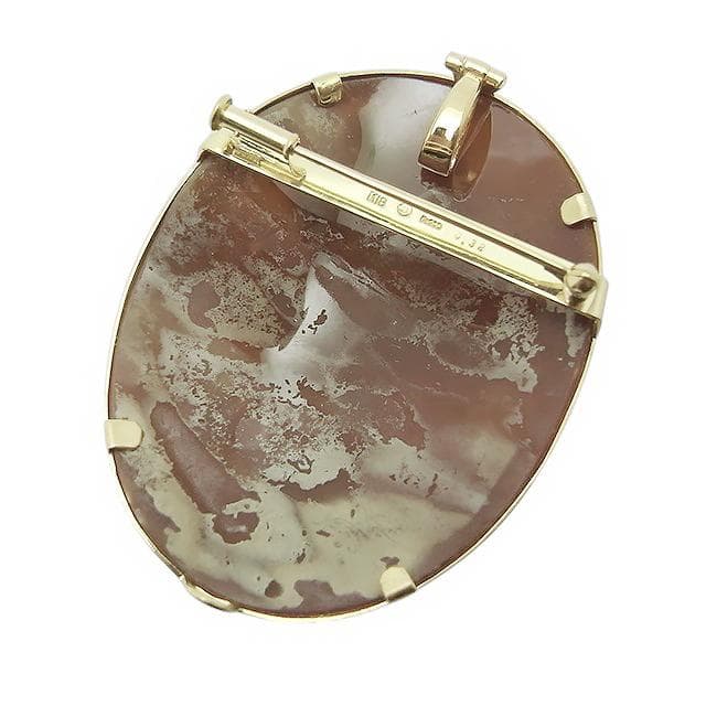 ジェンナーロ・ガロファロ シェルカメオダイヤブローチ K18/Pt900 24g