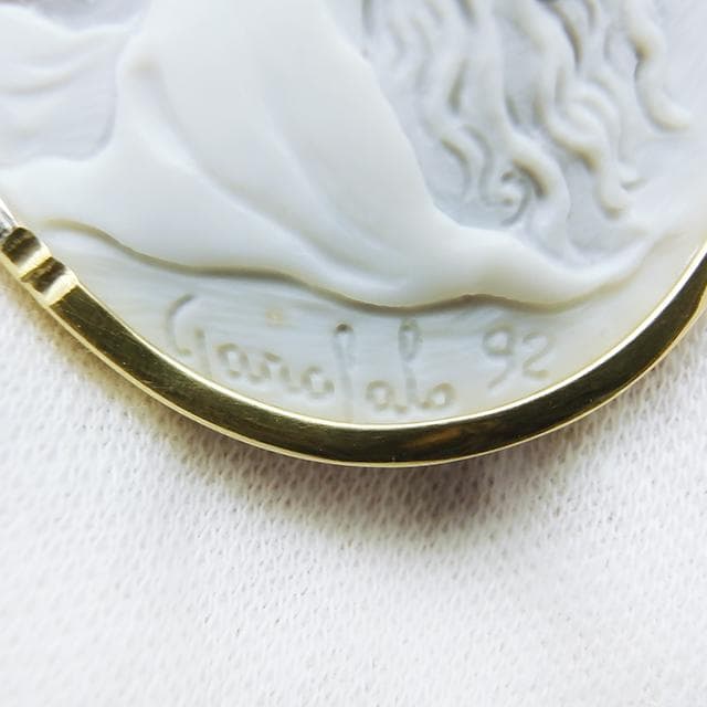 ジェンナーロ・ガロファロ シェルカメオダイヤブローチ K18/Pt900 24g