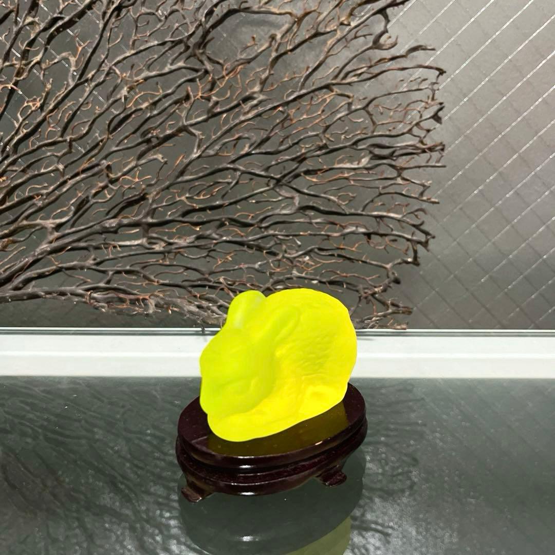 骨董　時代ガラス　磨りガラス　プレスガラス　兎　フィギュリン　文鎮　ウランガラス