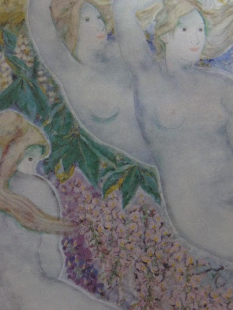 横山津恵、【五月の花】、希少な額装用画集画、新品高級額 額装付、状態良好