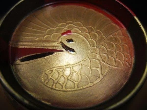 吸い物椀 金蒔絵 ツル 鶴 大名碗 盛り上げ 明治期 骨董 時代物 逸品 美品