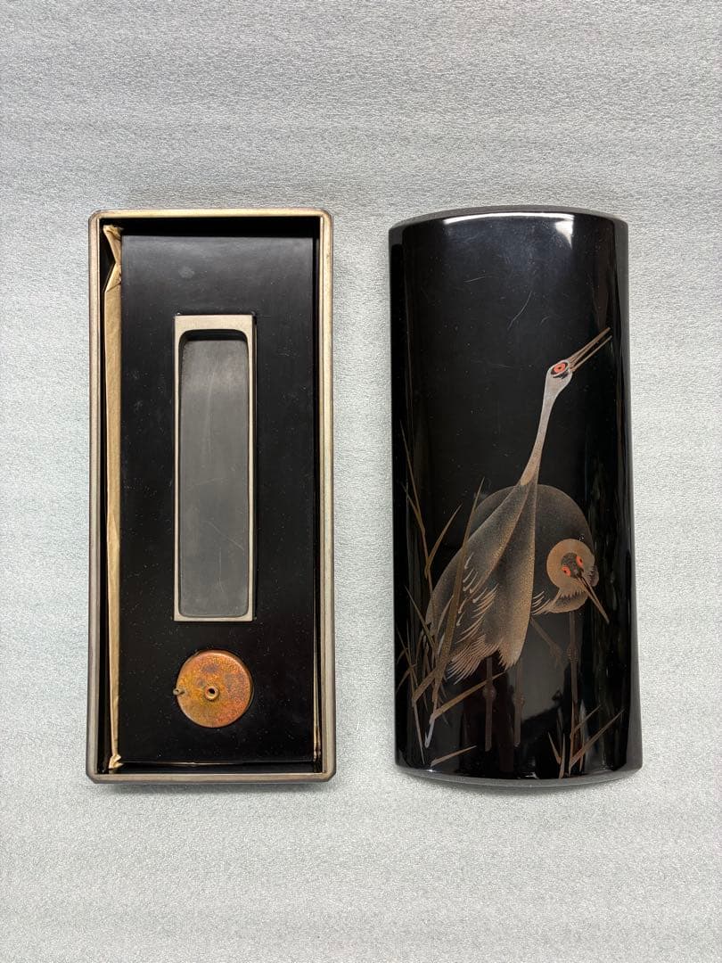 平安　象彦　西村彦兵衛　鶴蒔繪　硯筥　漆工芸　書道具　古美術