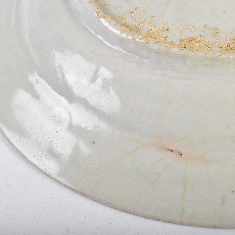 中国　17世紀　インドネシア出土　明代　呉須赤手　皿　時代箱付　M　R9312