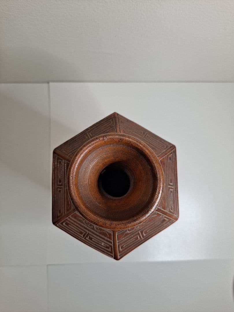 古備前 備前焼 希少 江戸幕末から明治 備前 竹文幾何学模様6角大徳利