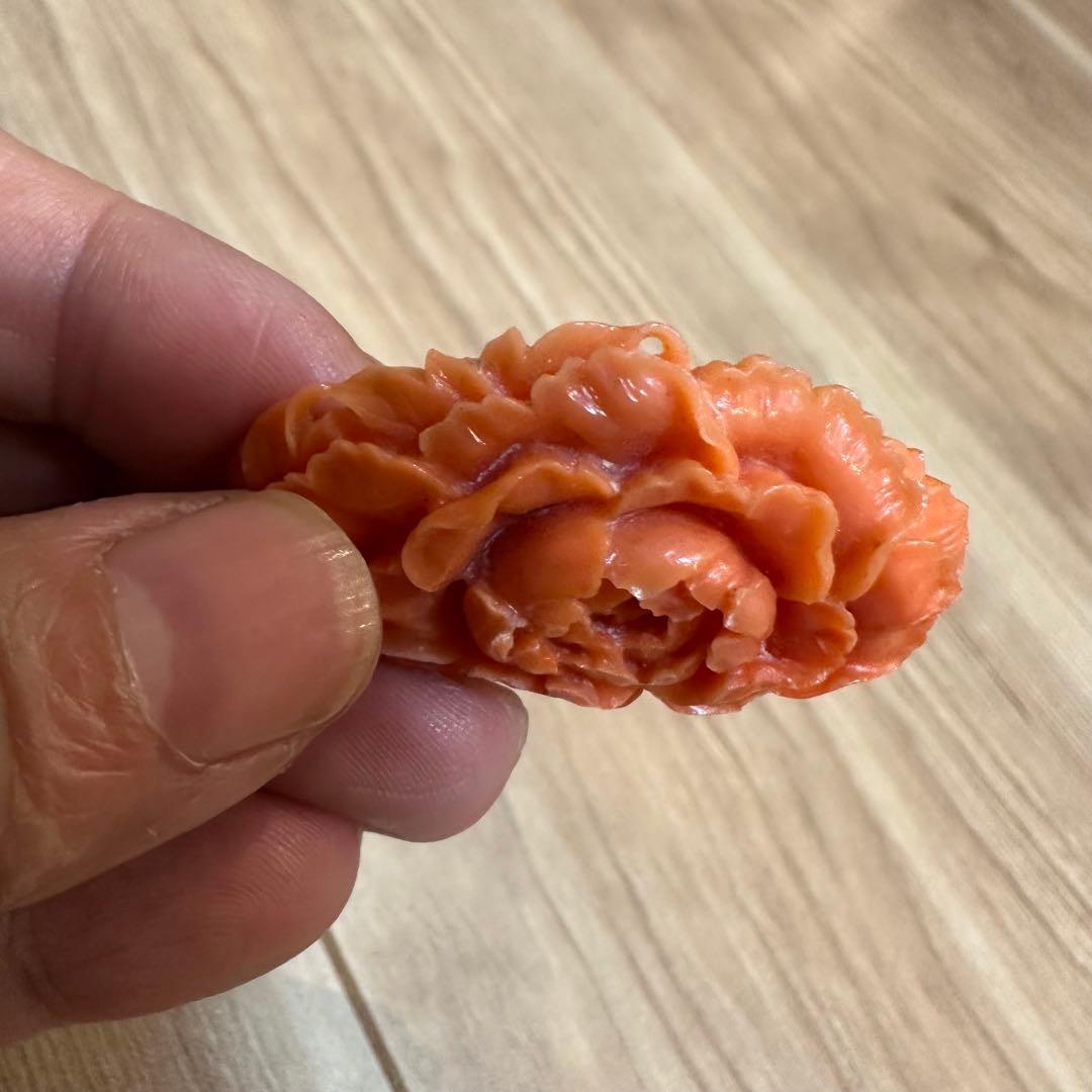 本珊瑚　珊瑚　ルース　アンティーク　大正ロマン　帯留　着物　13.9g