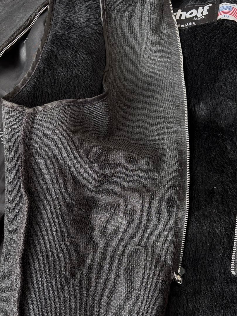 SCHOTT★シングルライダースジャケット 641U ボアライナー付 36タロン