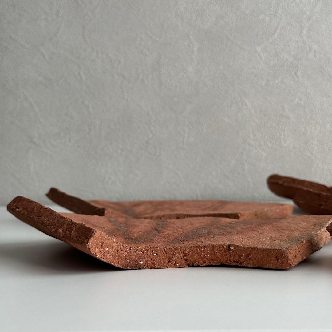 各見政峯 備前 皿 緋襷 扇面皿 5枚 共箱