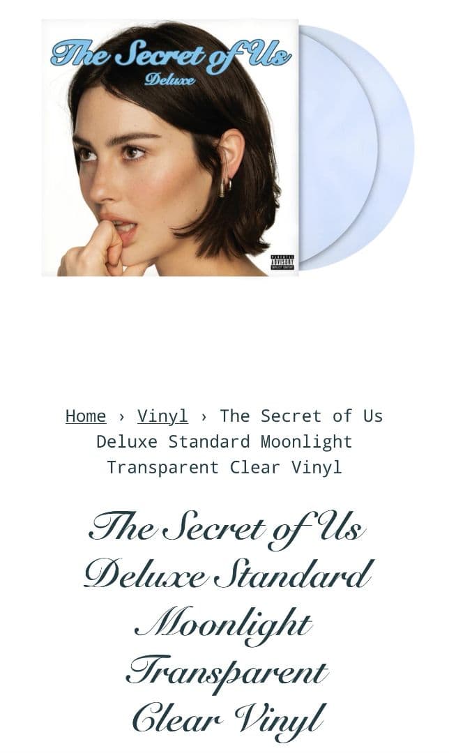 Gracie Abrams-Secret Of Us （クリアヴァイナル2LP）