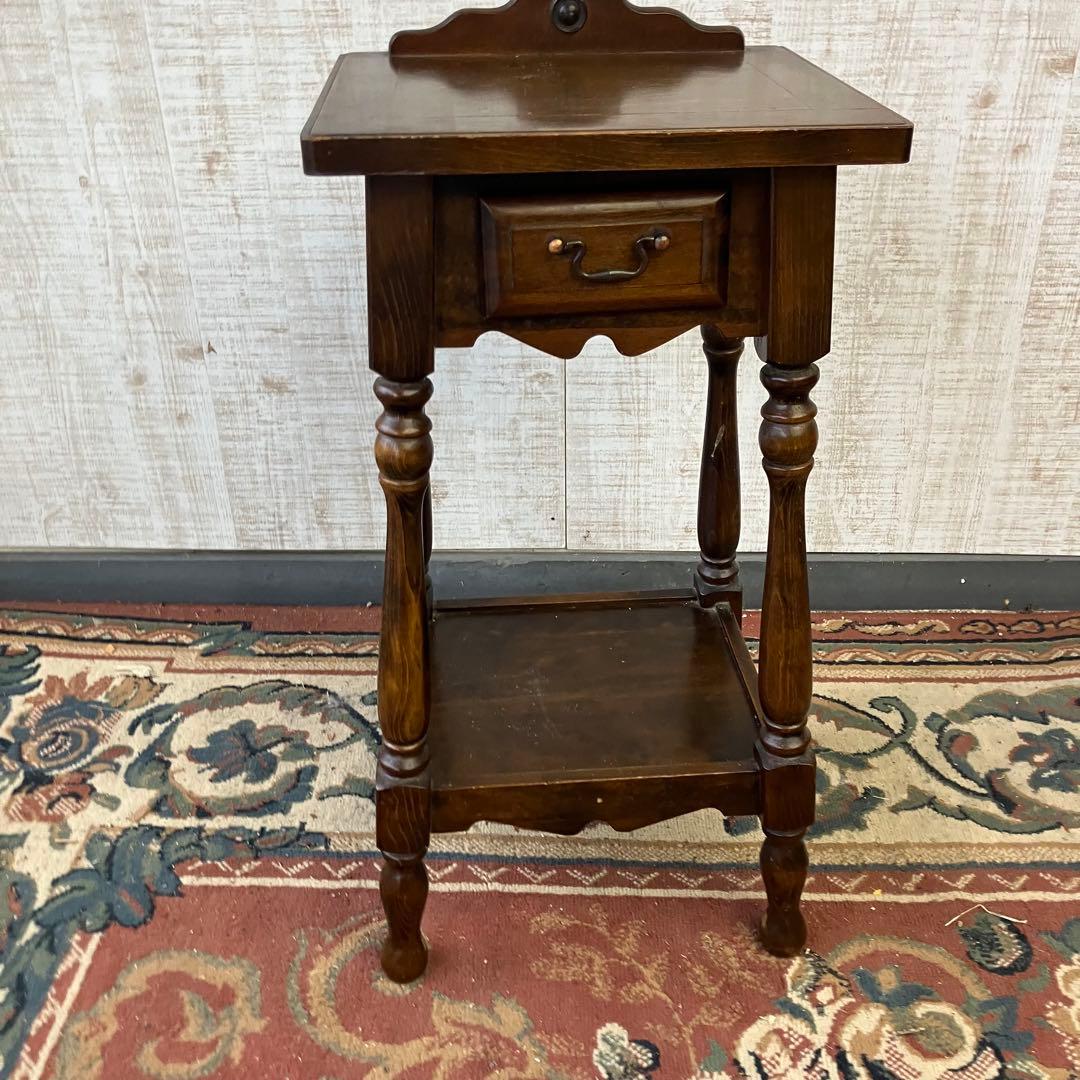 昭和レトロ 真和工芸 木製コンソールテーブル コールキャビネット 電話台 花台