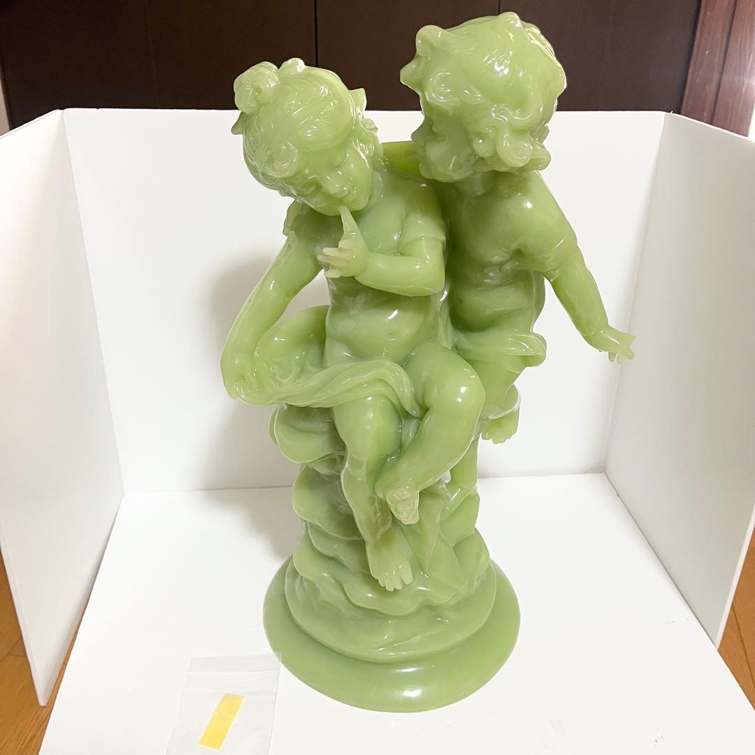 翡翠玉石彫刻 天使像 高さ54センチ 重量15キロ ヒスイ 希少 レア 大型