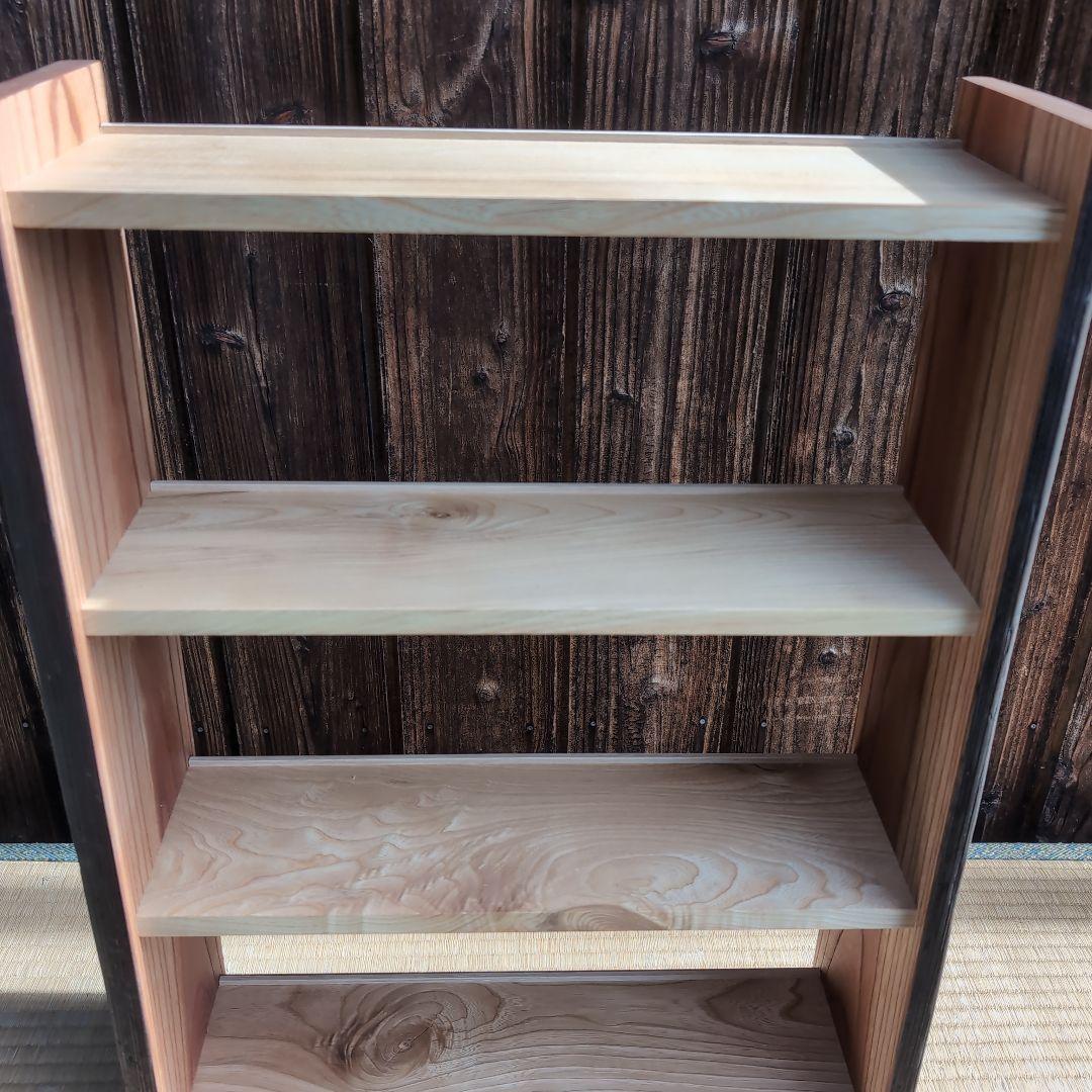 古材リメイク　欅と栗の文庫本ラック３段　オープンシェルフ　無垢の家具