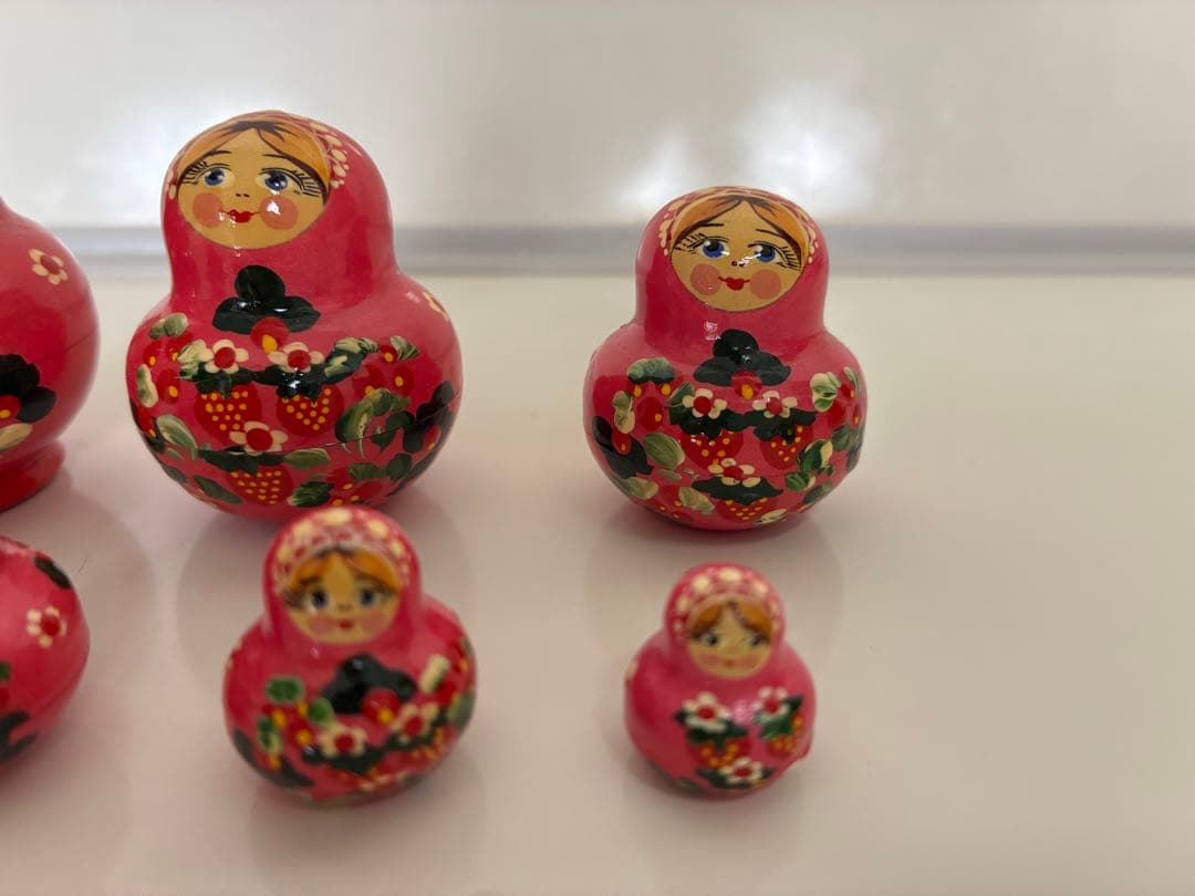 ロシア　ピンクのマトリョーシカ 8個セット