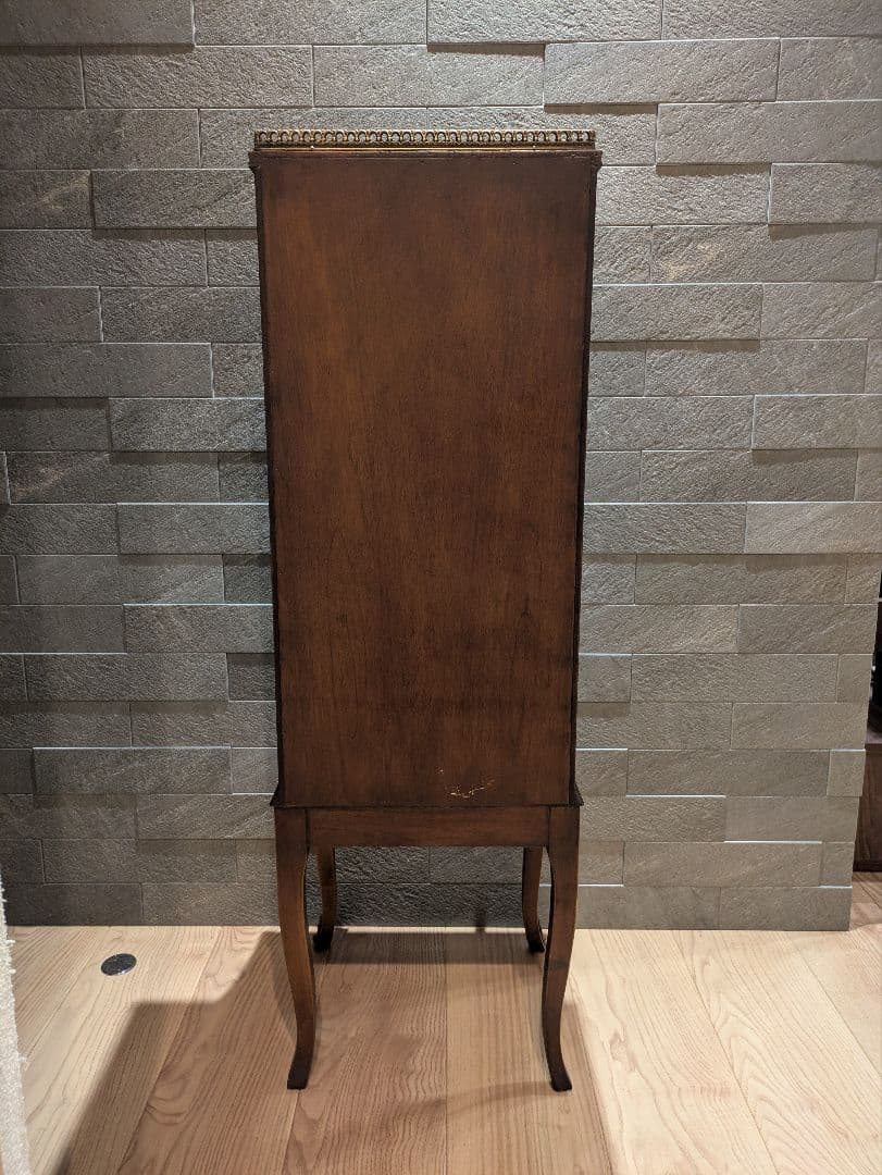 英国 猫脚 アンティーク調 キャビネット 飾り棚 引き出し付き コンソールラック