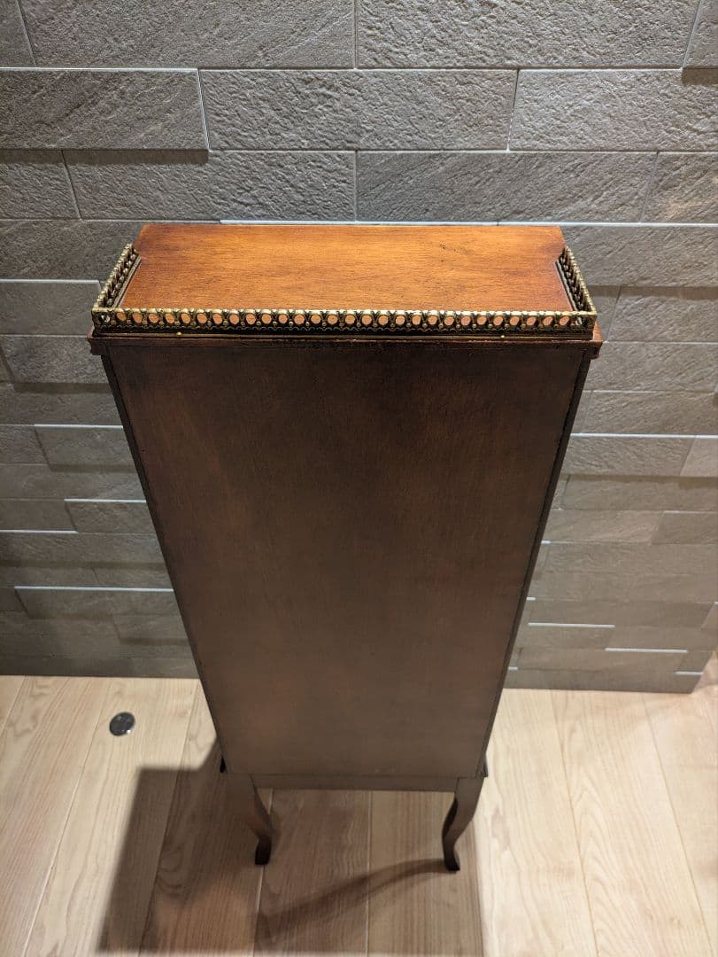 英国 猫脚 アンティーク調 キャビネット 飾り棚 引き出し付き コンソールラック