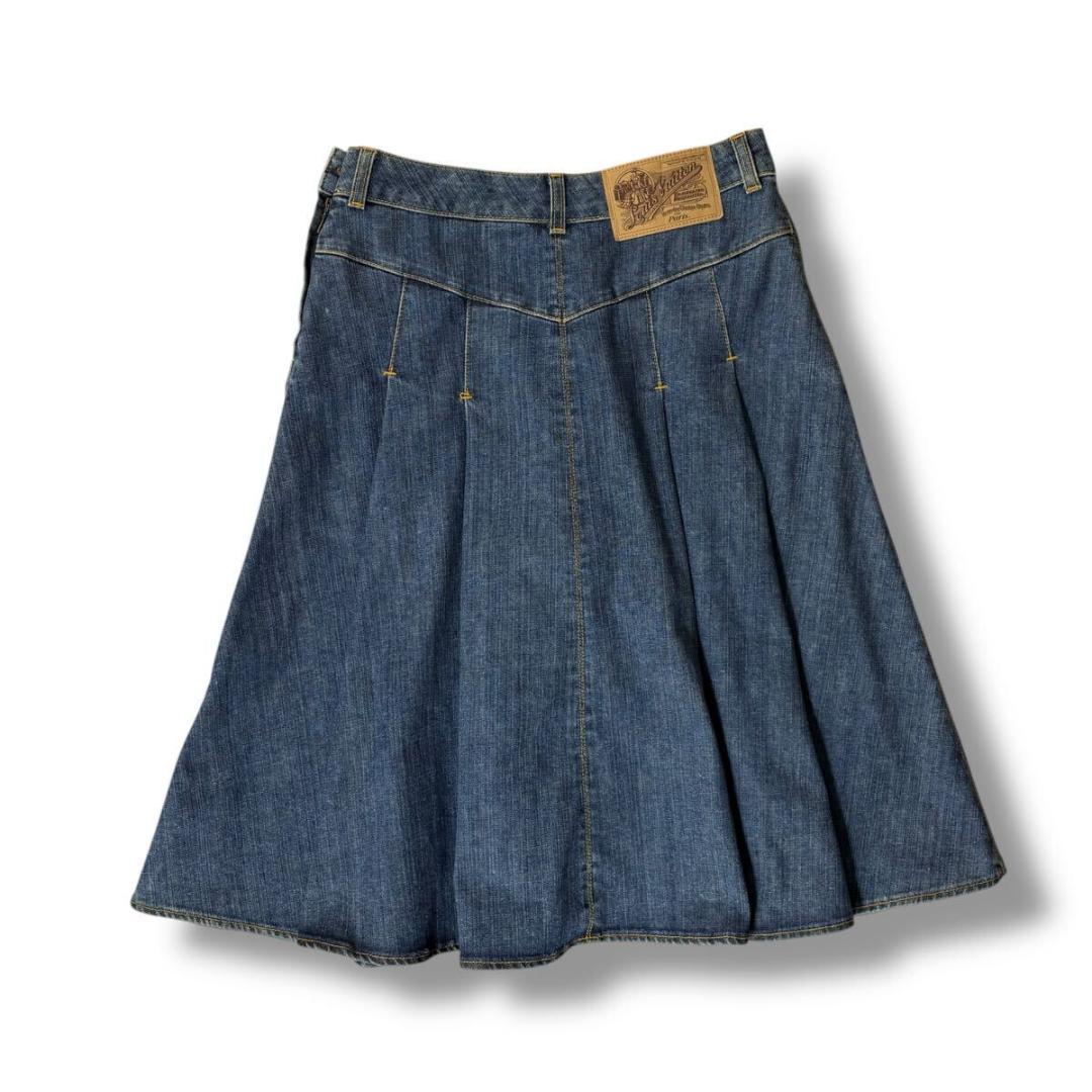 【美品】ルイヴィトン デニム膝丈フレアスカート 38サイズ イタリア製