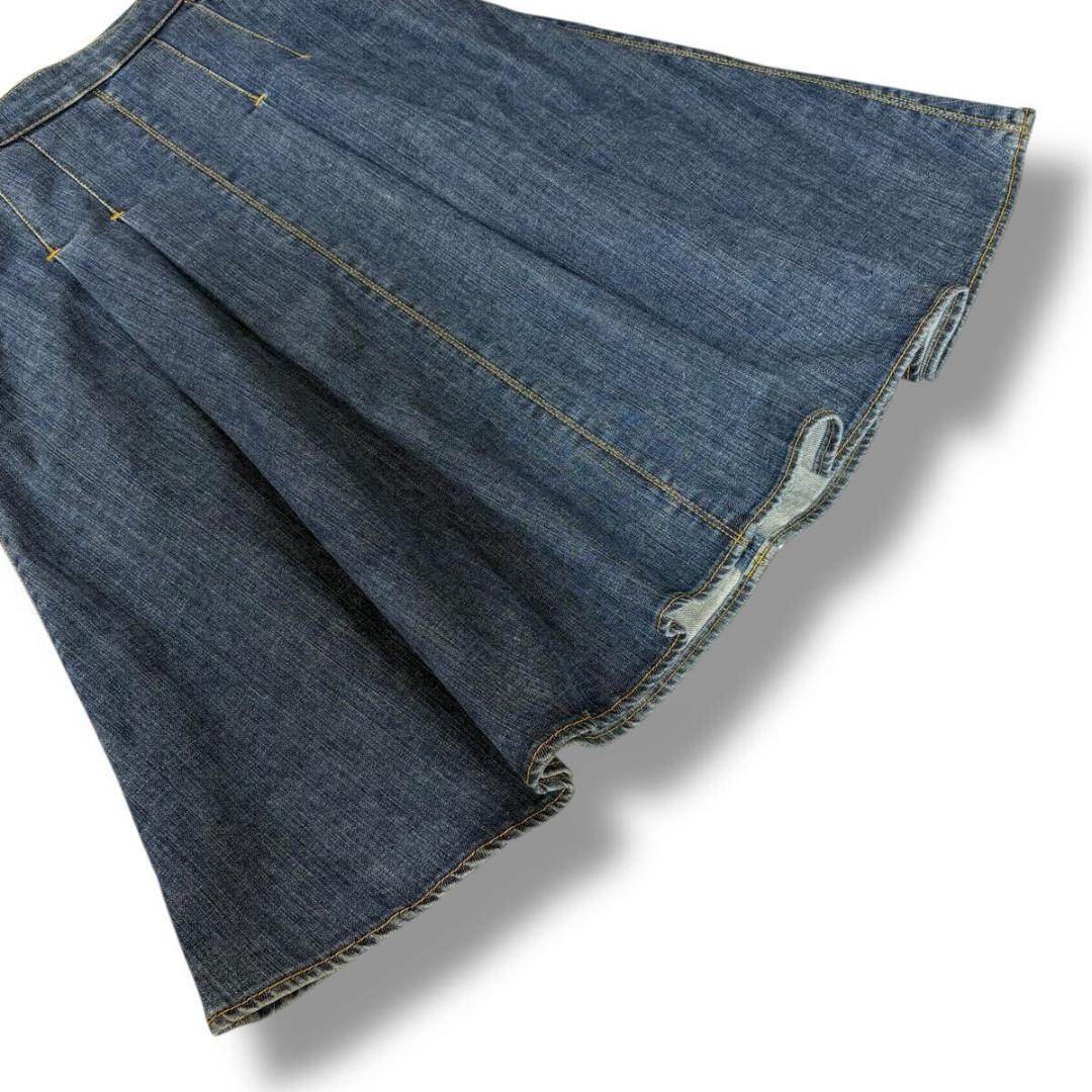 【美品】ルイヴィトン デニム膝丈フレアスカート 38サイズ イタリア製