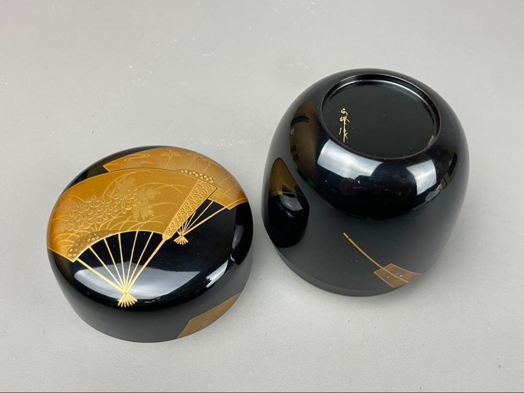 加賀蒔絵師 牧野正峰 最上位作 共箱共布付 茶道具 在銘扇面