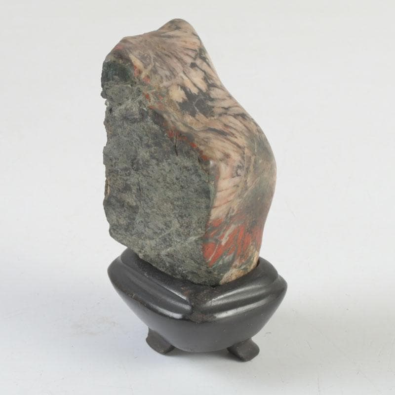 岐阜県根尾谷産　天然石　鑑賞石　菊花石　唐木台付　書付共箱　V　9425