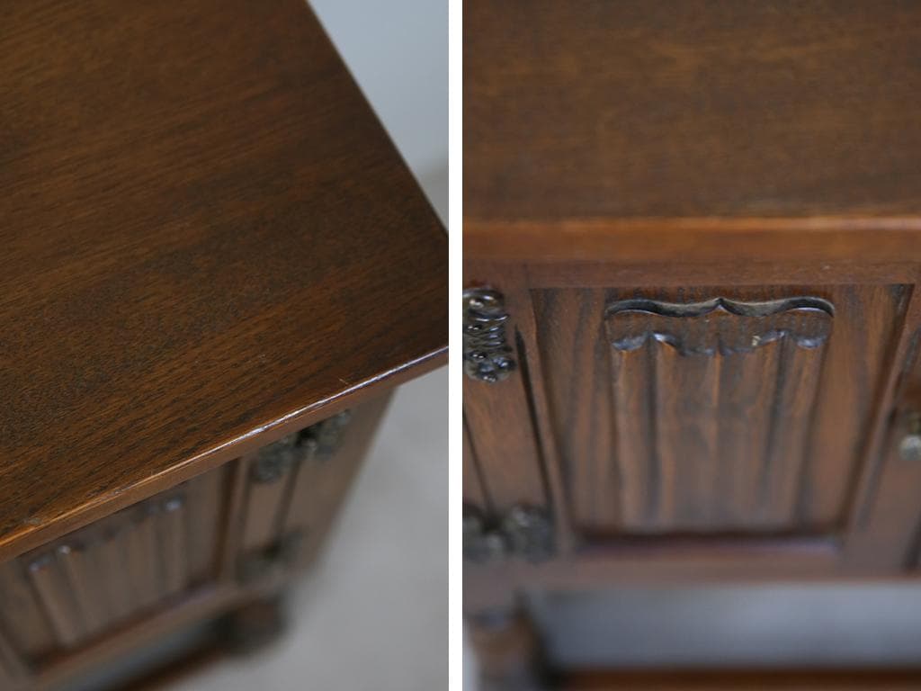 英国アンティーク木製カップボード/キャビネット/キッチン収納/飾り棚91-170