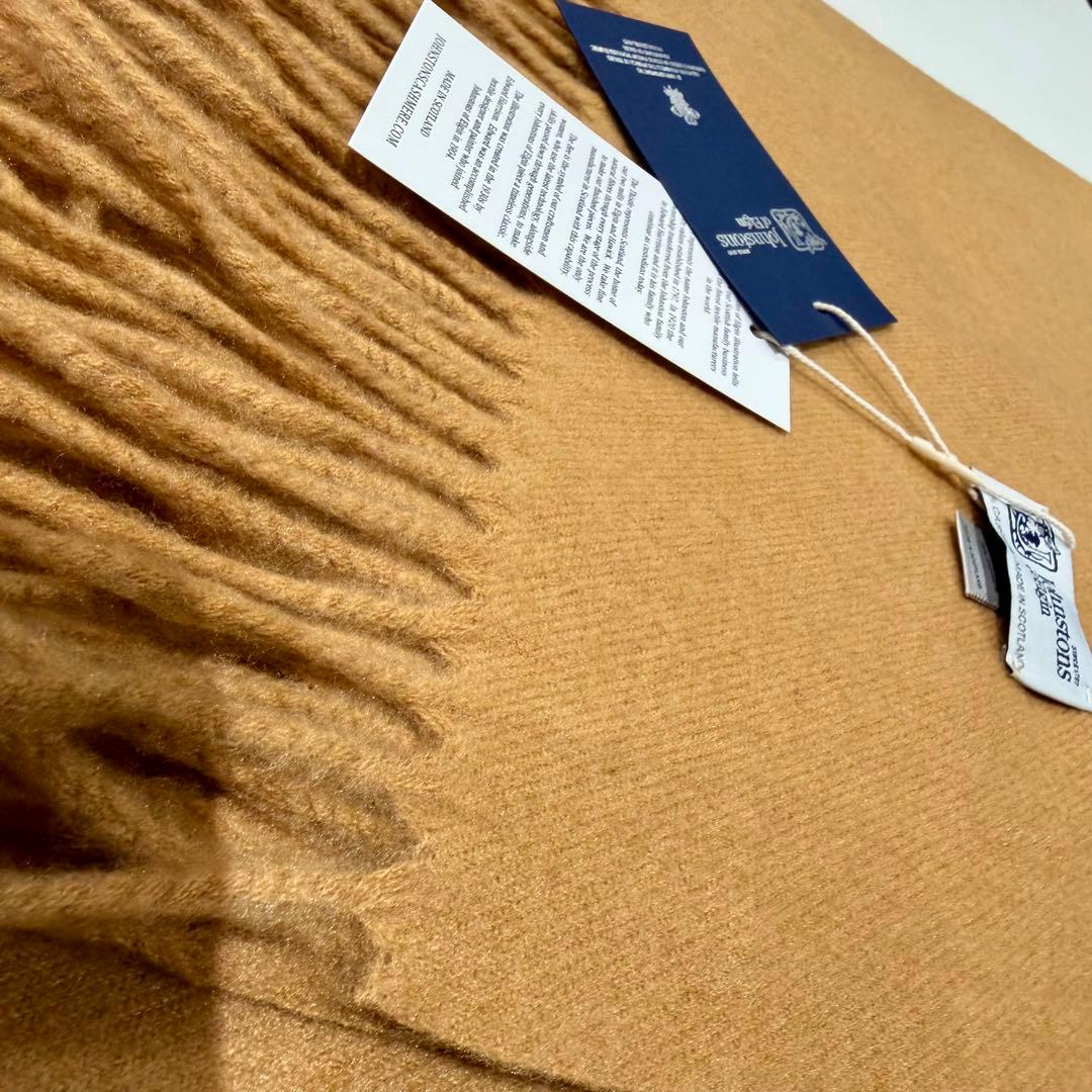 カ*ノ様 ジョンストンズ カシミア 大判ストール マフラー キャメル