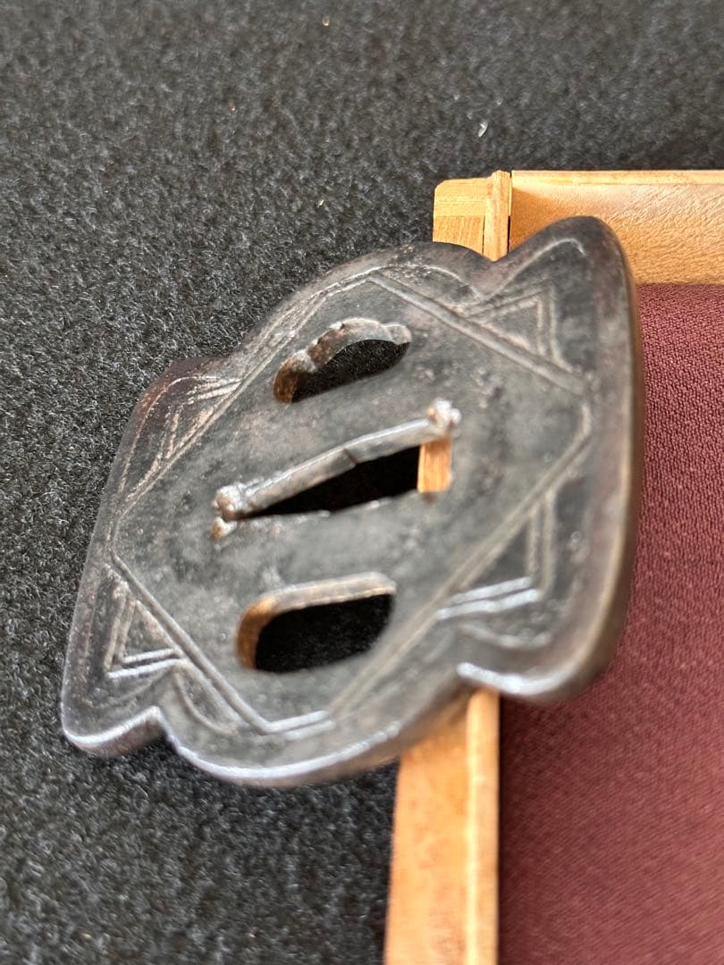 古美術　鉄地刀鍔　古刀剣装具　　時代物　25CB