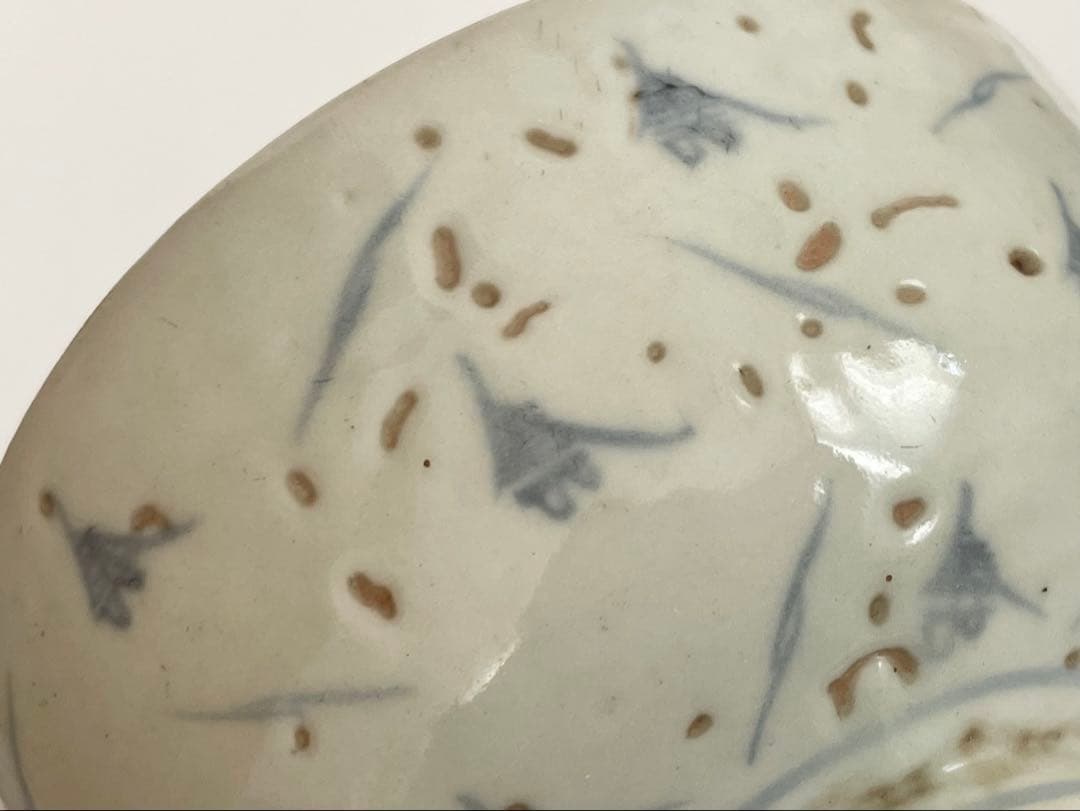 骨董　アンティーク　金継ぎ用　古伊万里　染付　　蜂　虫　模様　碗