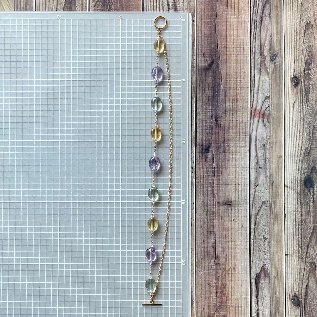 3種のオーバルカットストーン マンテルブレスレット 14kgf