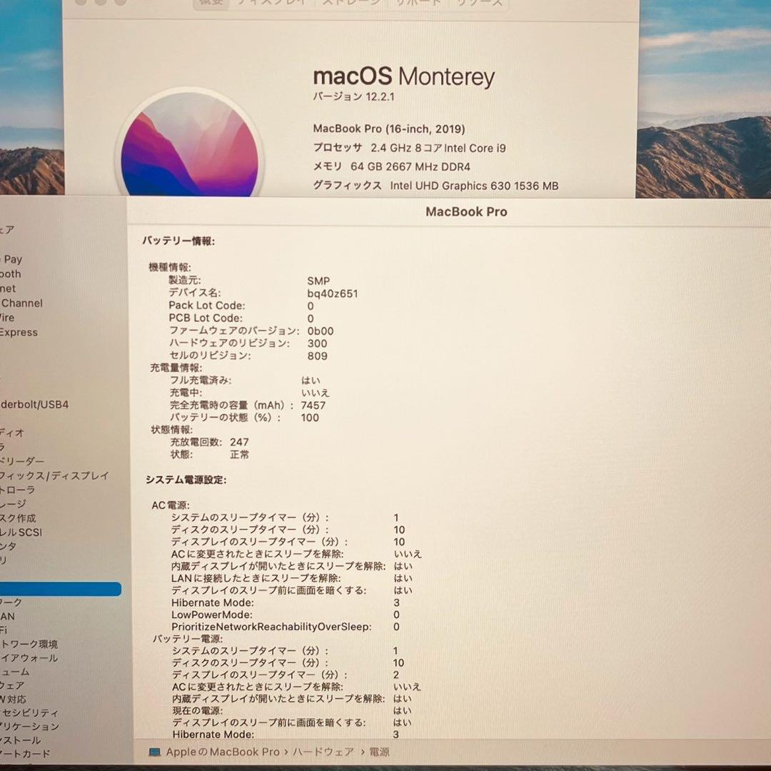 MacBook pro 16インチ 2019 i9 64GB 1TB 管3700