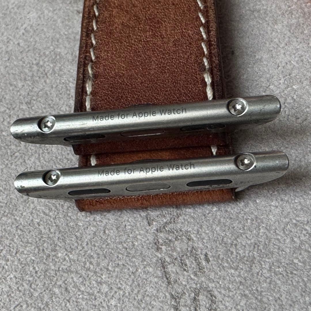 2396 Apple Watch エルメス　ブラウン　二重巻き　　バンド　レザー
