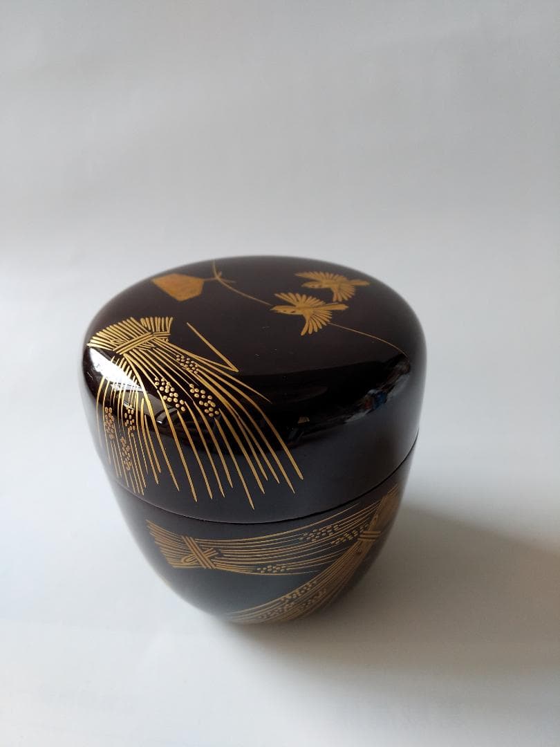 茶道具 茶器 溜塗 鳴子蒔絵 中棗 牧田芳祥 漆器 漆芸 抹茶 棗 共箱 新品