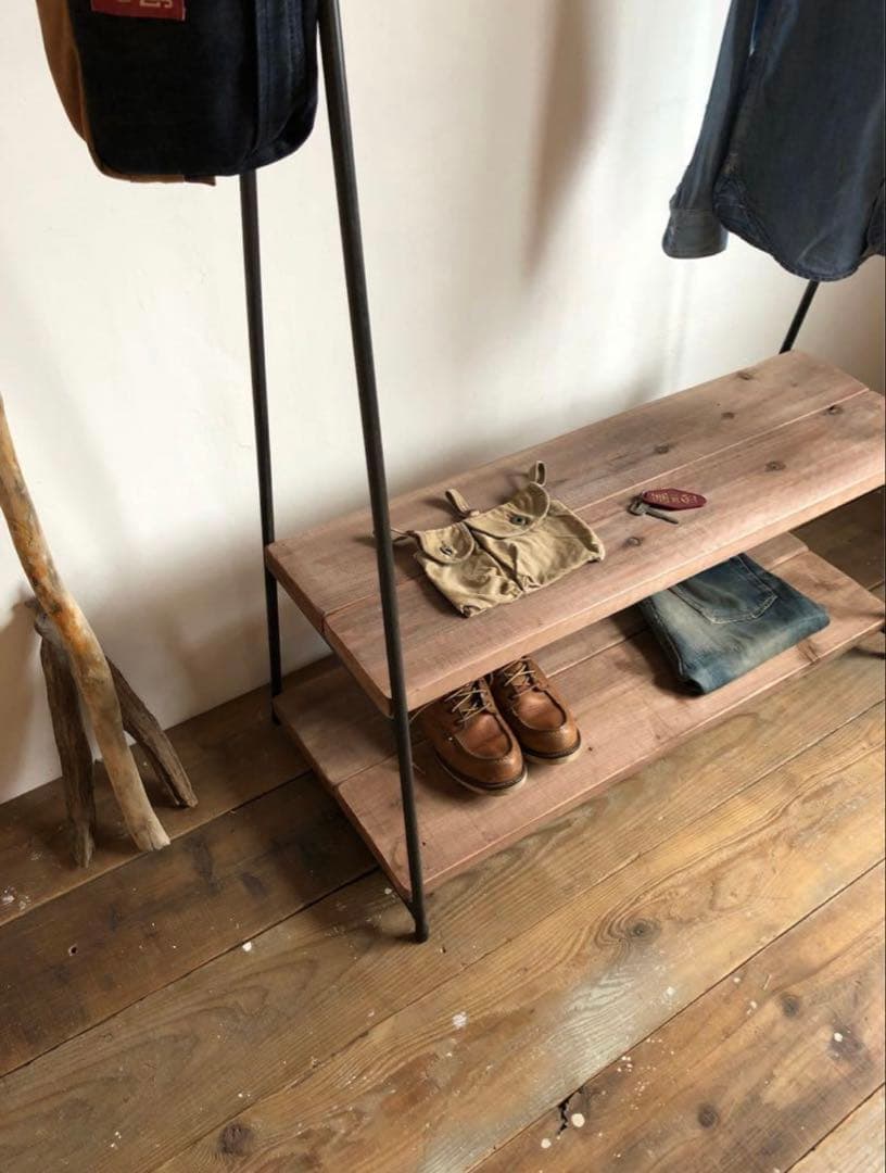 数量限定　特別価格　特大　ハンガーラック　古材　2段　ディスプレイラック