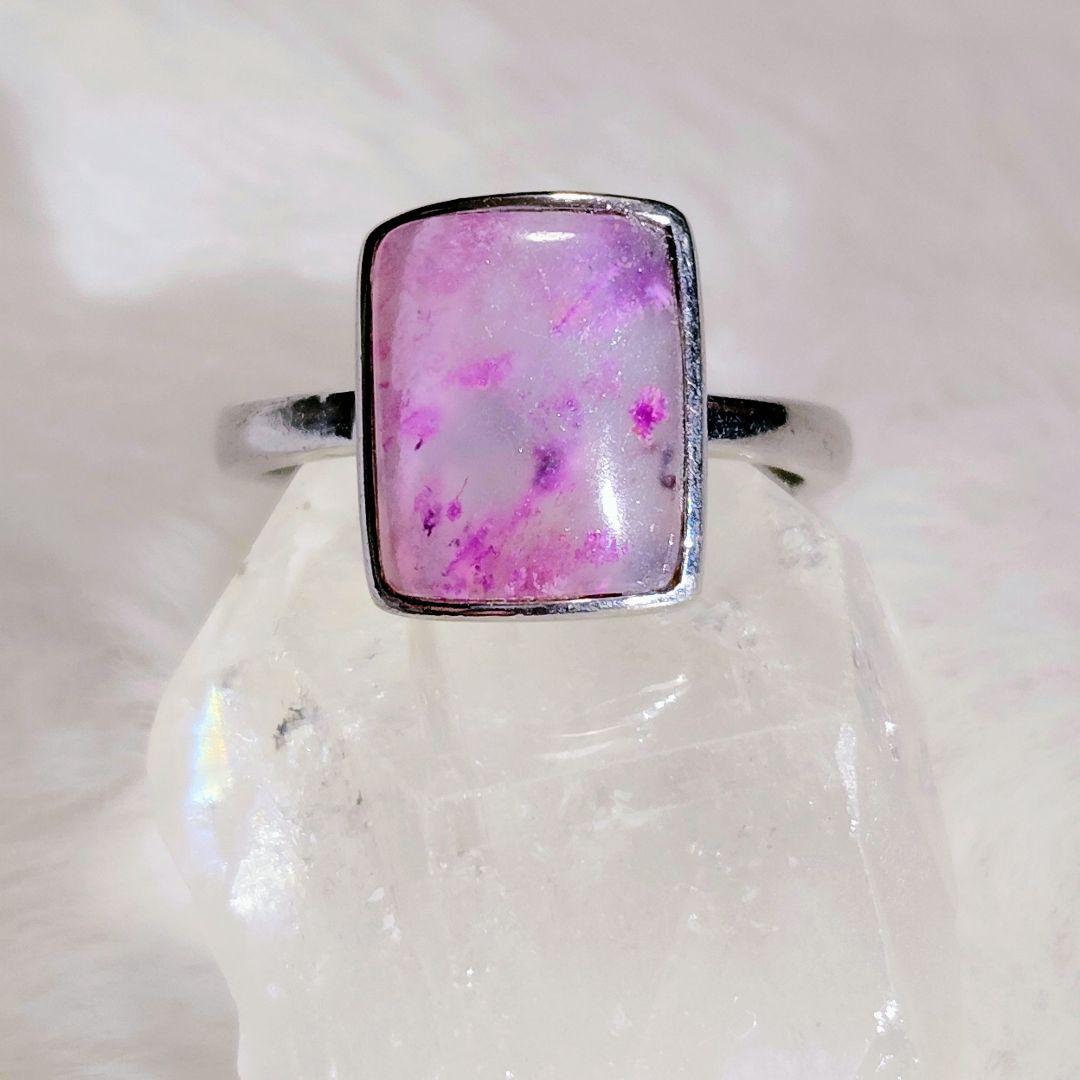 ピンクスギライトシリカ❤スギライトシリカ シルバー925リング フリーサイズ