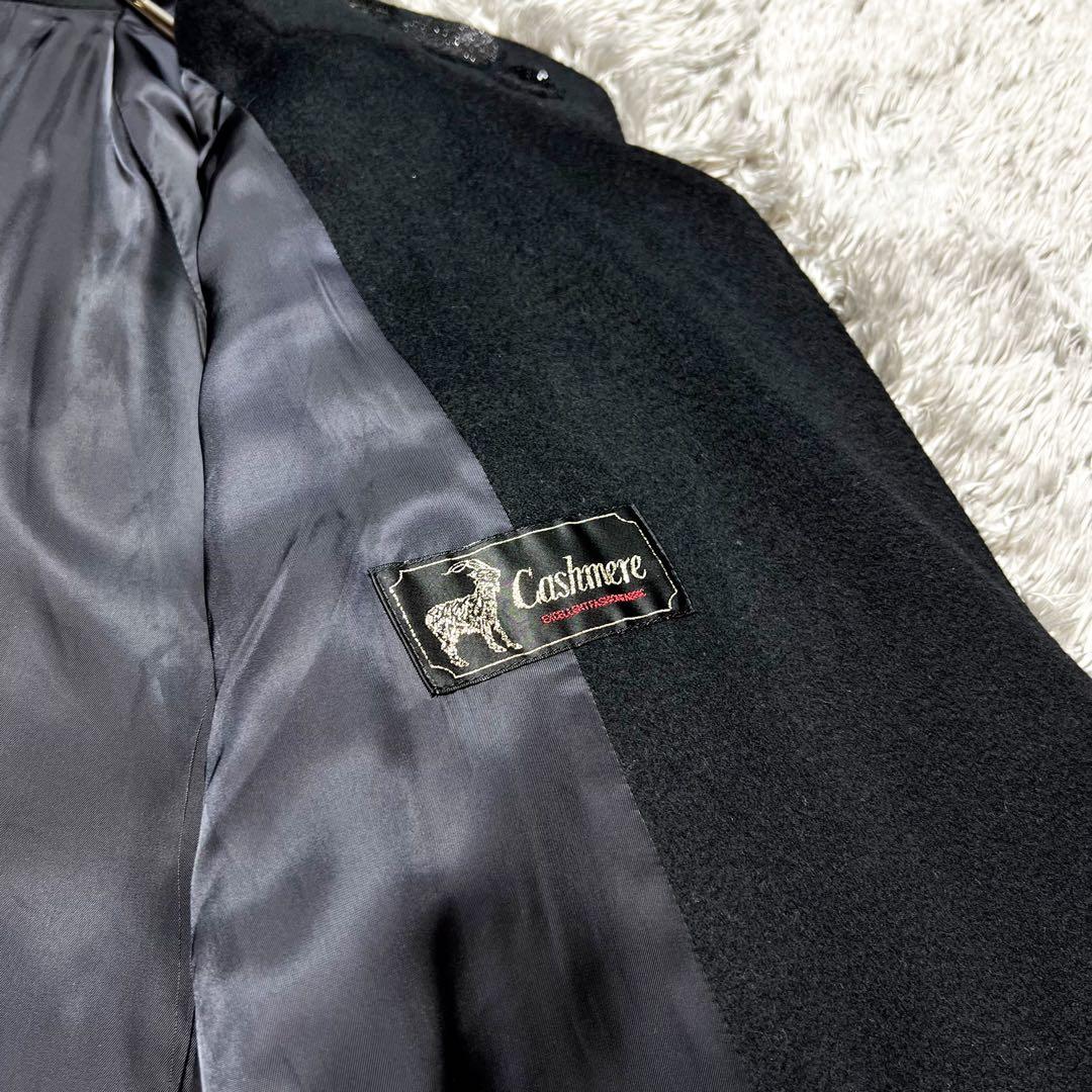カシミヤ100% ダブルフェイス チェスターコート ブラック L相当 極美品