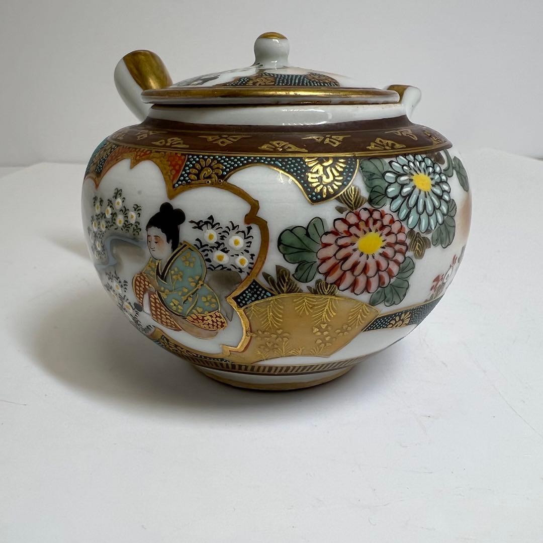 明治時代　九谷焼　上手青粒金襴手　煎茶器セット　東K8-0111☆2F タカサ