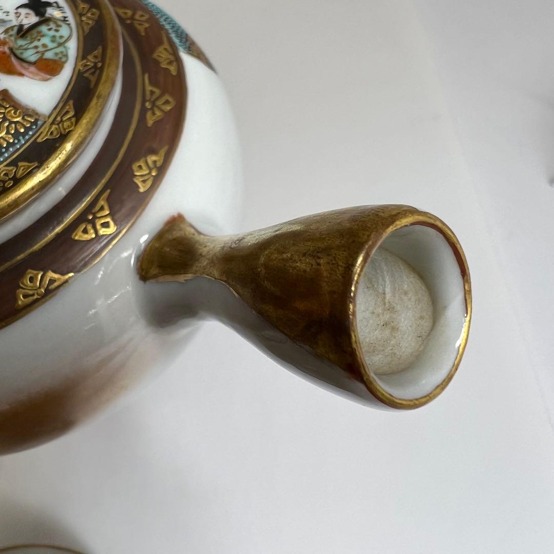 明治時代　九谷焼　上手青粒金襴手　煎茶器セット　東K8-0111☆2F タカサ