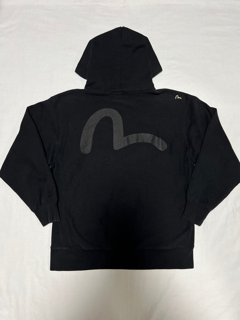 EVISU パーカー　42サイズ　黒カモメ　ブラック　裏起毛　フーディー　刺繍