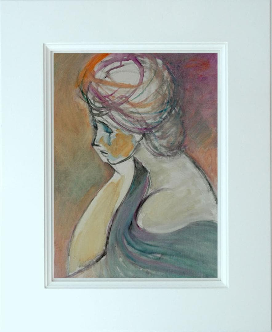 油絵 菅家令子 絵 絵画 インテリア 額付(黒) F6-080712 人物 女性