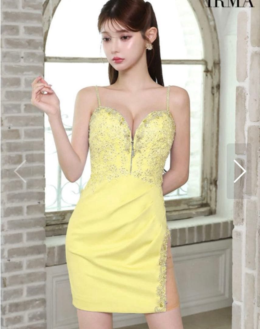 イルマ　IRMA イエロー　キャバドレス　ナイトドレス　ミニドレス　ビジュー
