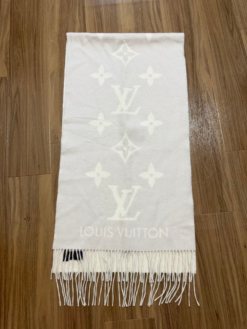LOUIS VUITTON ロゴ入りマフラー グレージュ