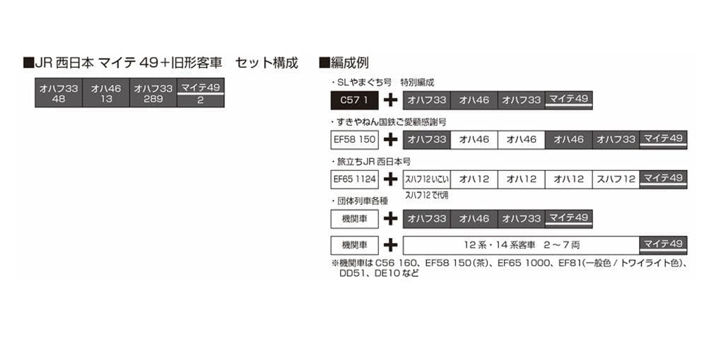 KATO 10-1893 JR西日本 マイテ49+旧形客車 4両セット