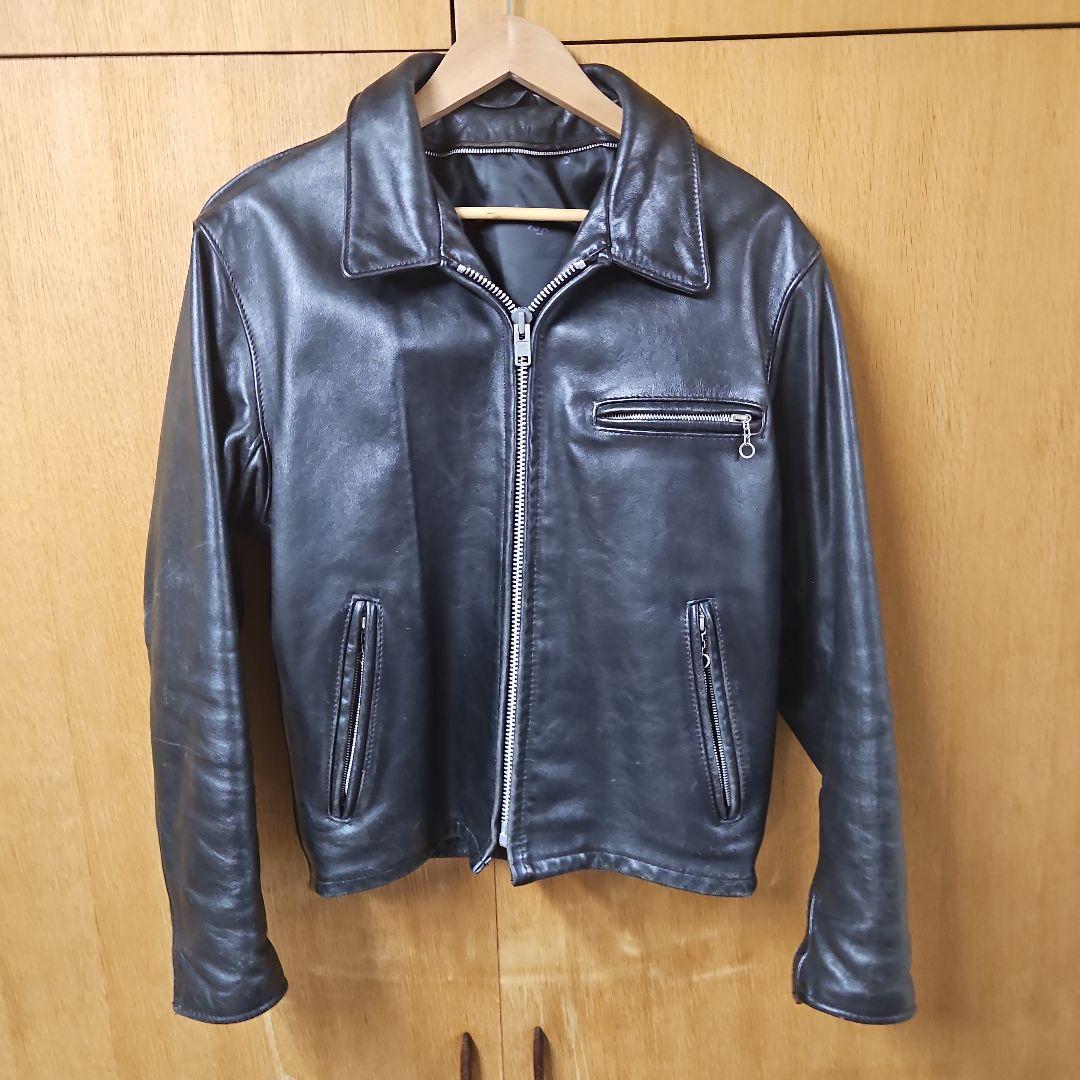 ショット　ブラックレザーシングルライダースジャケット642 サイズ40