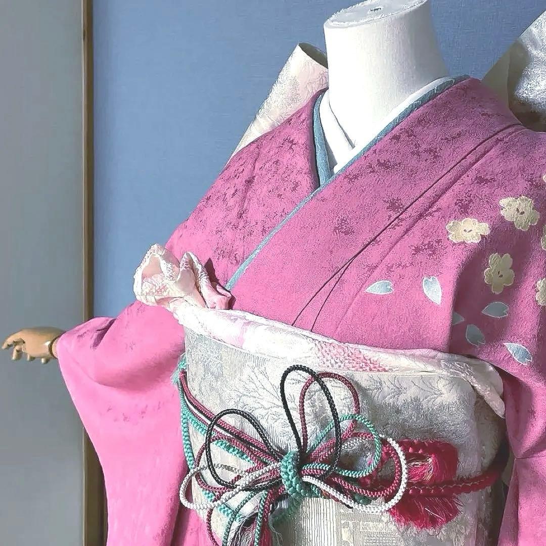 振袖フルセット　高身長　ゆったりサイズ　手描き友禅　成人式振袖　振袖　裄丈69