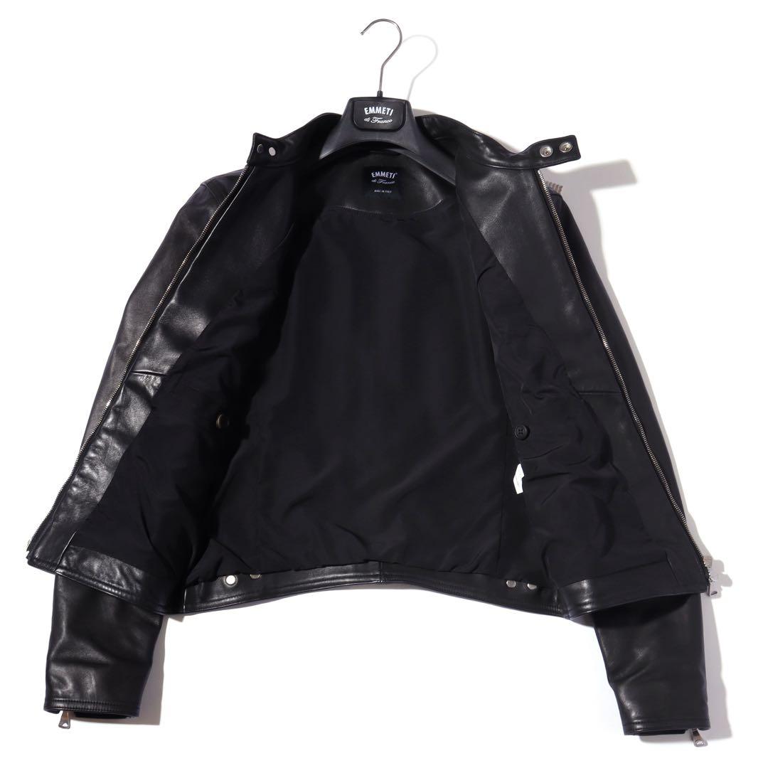 EMMETI エンメティ ライダース ジャケット 羊革 黒 44 S〜M程