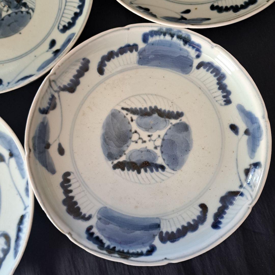 「江戸のお皿を食卓に！」 古伊万里染付皿(直径18cm ) 4客セット 骨董アン