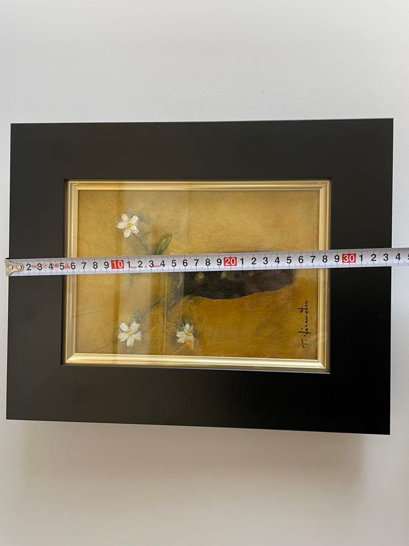 【平松利昭】直筆　油絵　油彩画　花　白い花　SM