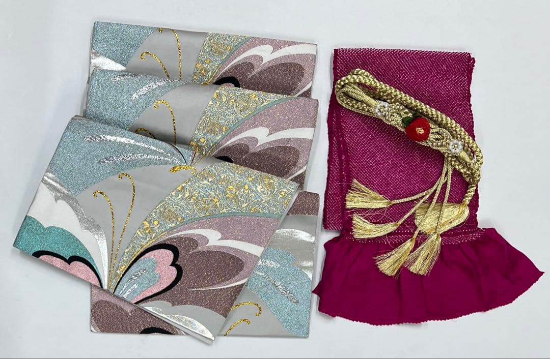 振り袖　フルセット　長襦袢付　金彩加工　しつけ付　振り柄有　重ね襟付き653